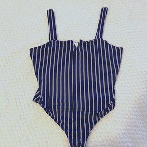 Striped Tank Top Bodysuit V-Neck